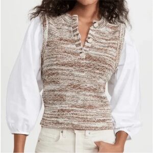 Veronica Beard Sweater Vest-Tahlea Mixed Media Puff Sleeve Sweater Multi XS